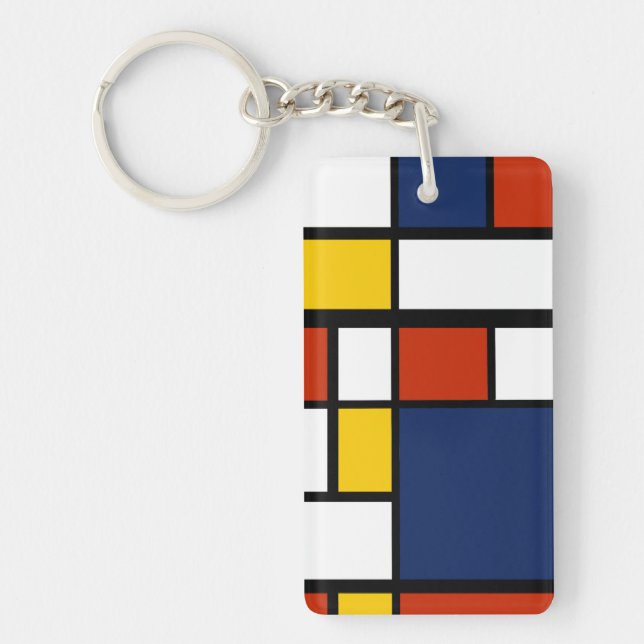 bauhaus pattern abstract geometric art painting mo keychain (Front)