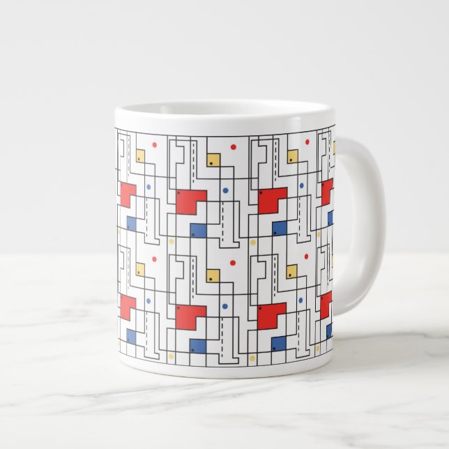 Bauhaus Pattern Large Coffee Mug (Front Right)