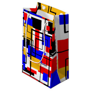 Bauhaus Rectangles and Lines - White Small Gift Bag