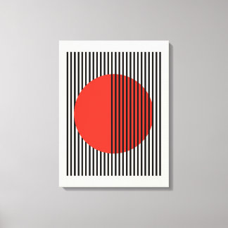 Bauhaus Red Circle Lines B5 Canvas Print