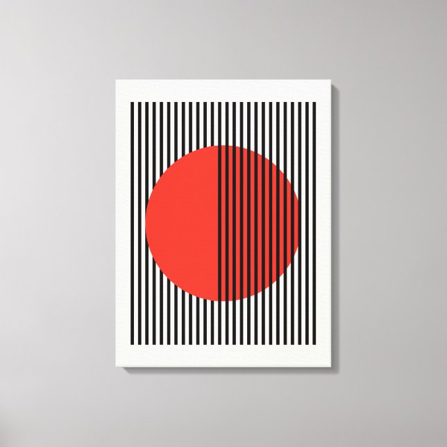 Bauhaus Red Circle Lines B5 Canvas Print (Front)