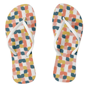 Bauhaus Retro Geometric Pattern Flip Flops