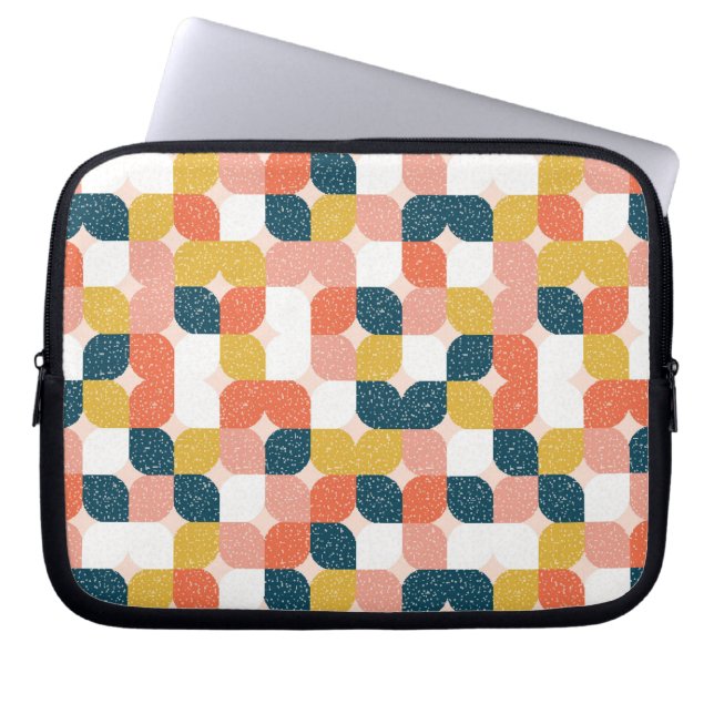 Bauhaus Retro Geometric Pattern Laptop Sleeve (Front)