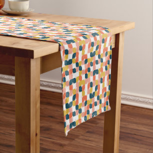 Bauhaus Retro Geometric Pattern Short Table Runner