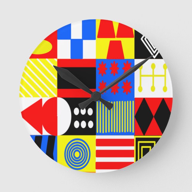 Bauhaus Shapes Round Clock (Front)