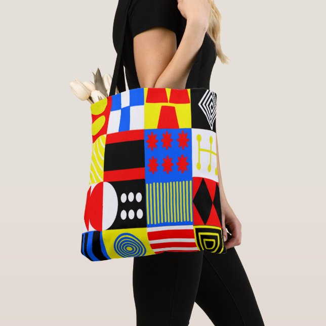 Bauhaus Shapes Tote Bag (Close Up)