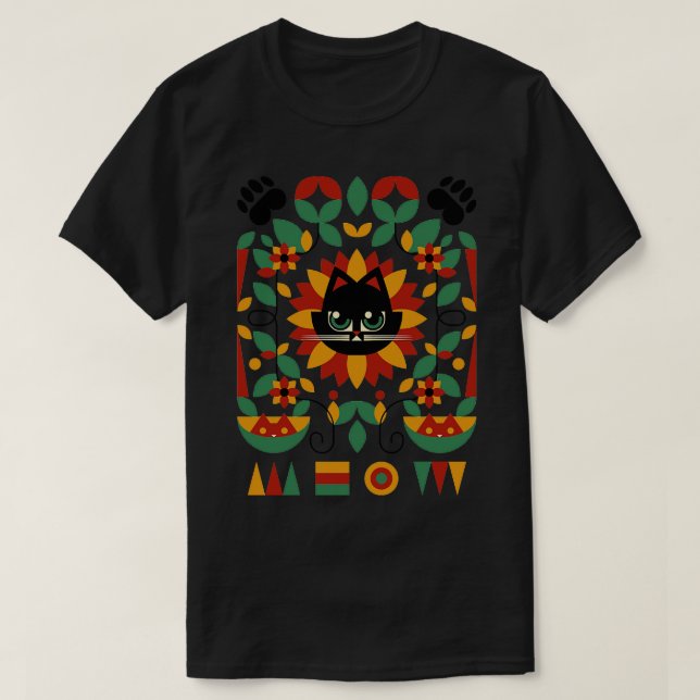 Bauhaus Spring Cat Sunflower by Tobe Fonseca T-Shirt (Design Front)