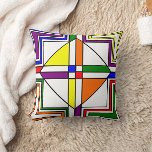Bauhaus Stained Glass Throw Pillow