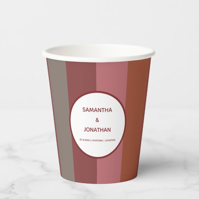 Bauhaus Striped Custom Wedding Paper Cups (Front)