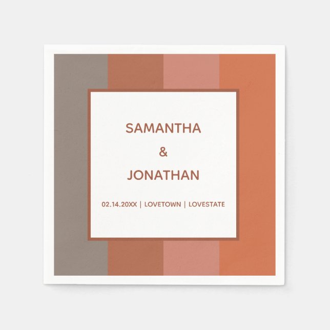 Bauhaus Striped Custom Wedding Paper Napkins (Front)