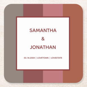 Bauhaus Striped Custom Wedding Square Paper Coaster