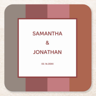 Bauhaus Striped Personalized Square Paper Coasters