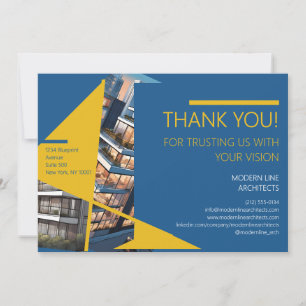 Bauhaus Style Architect, Blue & Yellow Geometric Thank You Card