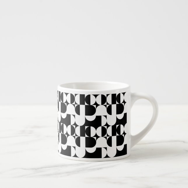 Bauhaus Style Black And White Geometric Retro  Espresso Cup (Right)