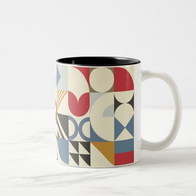 Bauhaus Style Geometric Shape Design Two-Tone Coffee Mug (Right)