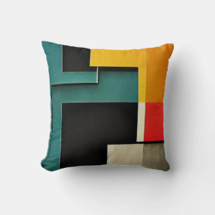 Bauhaus style illustrated throw pillow