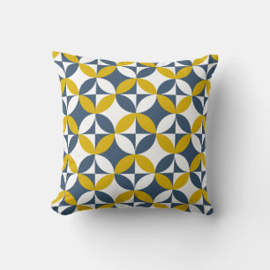 Bauhaus Style Mid Century Geometric Circles  Throw Pillow
