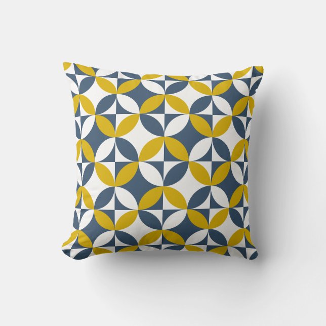 Bauhaus Style Mid Century Geometric Circles  Throw Pillow (Front)