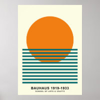 Bauhaus Sunset Stripes Poster Retro Wall Art