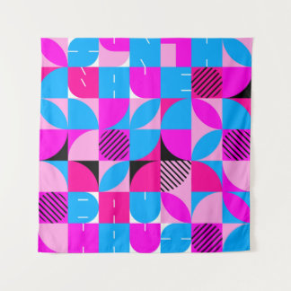 Bauhaus Synthwave #3 poster (pink-blue) Tapestry