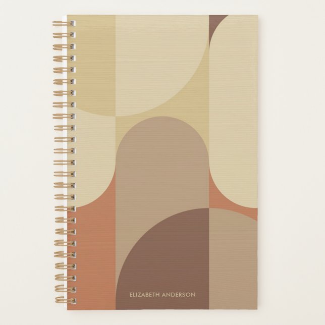 Bauhaus Terracotta Beige Abstract Personalized Planner (Front)