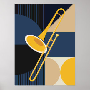 Bauhaus Trombone Print Mid-Century Music Art