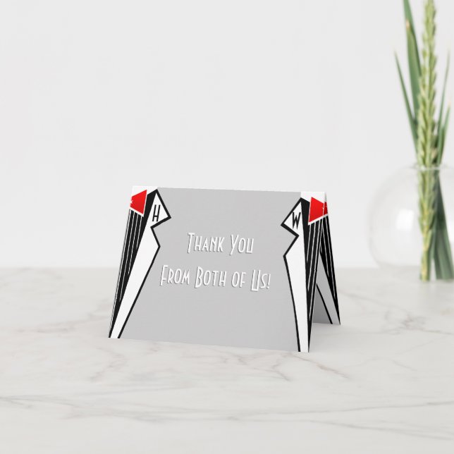 Bauhaus Tuxedo (Thank You From Both) Thank You Card (Front)