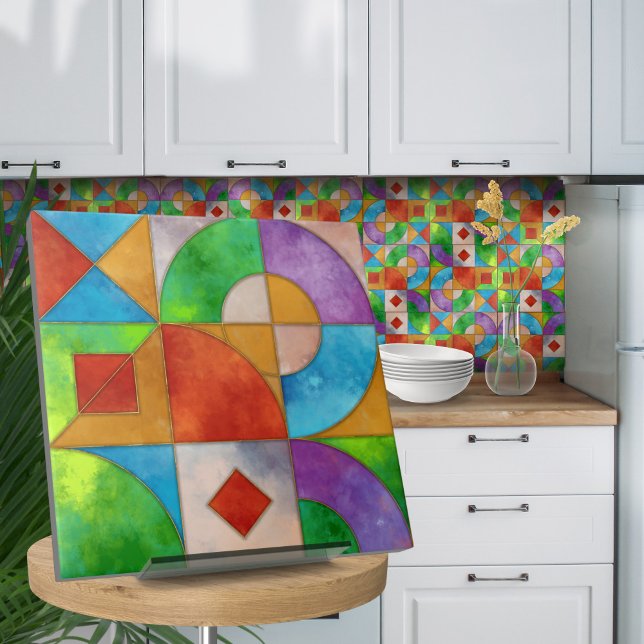 Bauhaus Watercolor geometric abstract N2 Tile (Creator Uploaded)