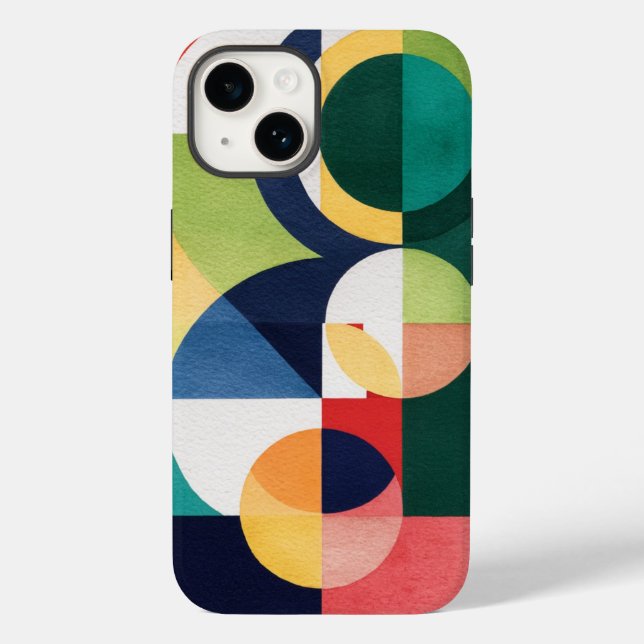  Bauhaus Watercolor - Geometric Green Phone Case (Back)