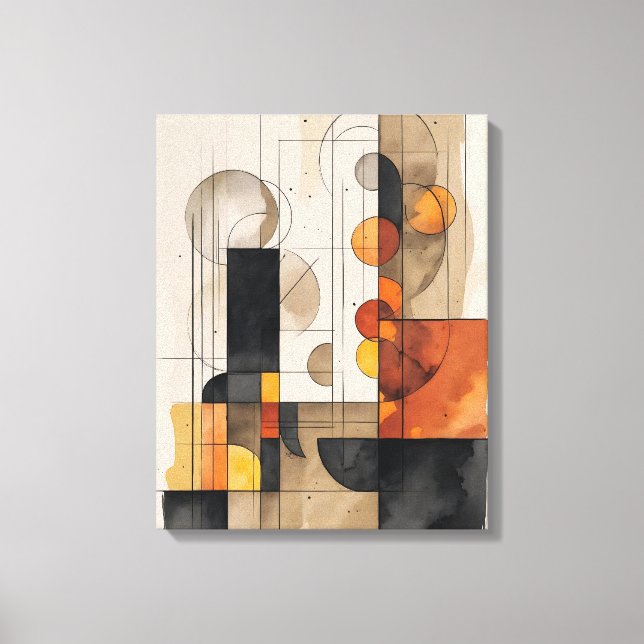 Bauhaus Watercolour Abstract canvas  Print (Front)
