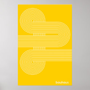 Bauhaus Yellow S-Curve Line Art Print Bold