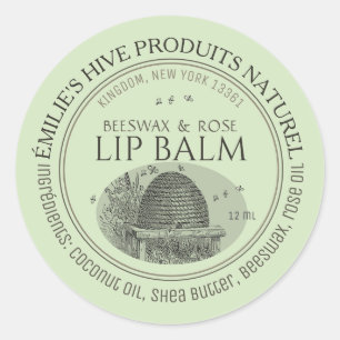 Baume à lèvres en cire d'abeille mini étiquette av