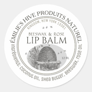 Baume à lèvres en cire d'abeille mini étiquette av