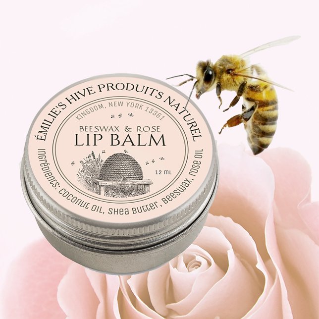 Baume à lèvres en cire d'abeille mini étiquette av (Créateur téléchargé)