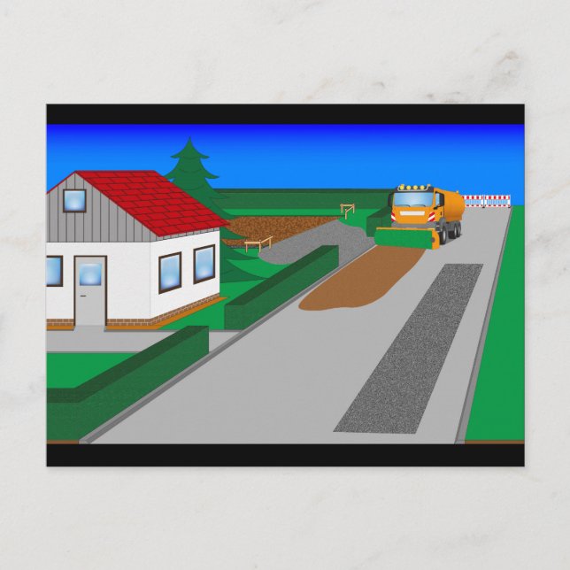 Baustelle mit Kehrmaschine Postcard (Front)