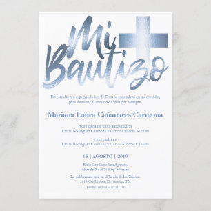 Bautizo Baptism Spanish Language Faux GOLD Invitation