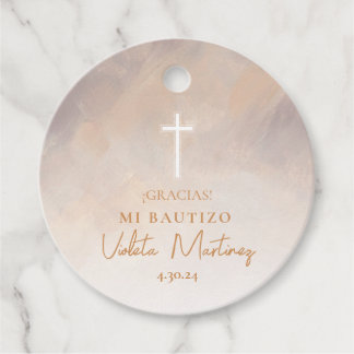 Bautizo Etiqueta para Recuerdos Morado Favour Tags