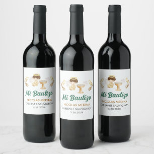 Bautizo in spanish Customizable Boy Angel Baptism Wine Label