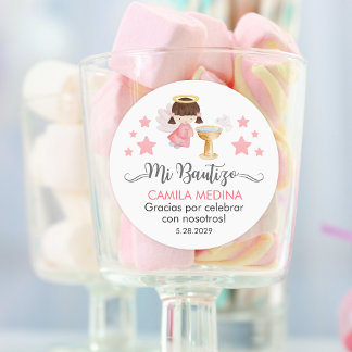Bautizo in spanish Cute Baptism Christening Favour Classic Round Sticker