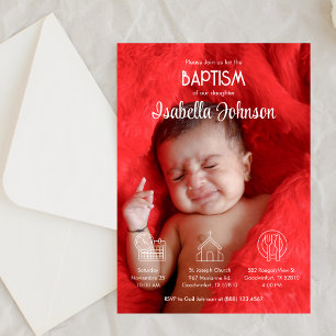 Bautizo Invitacion Cute Baby Girl Photo Baptism Invitation