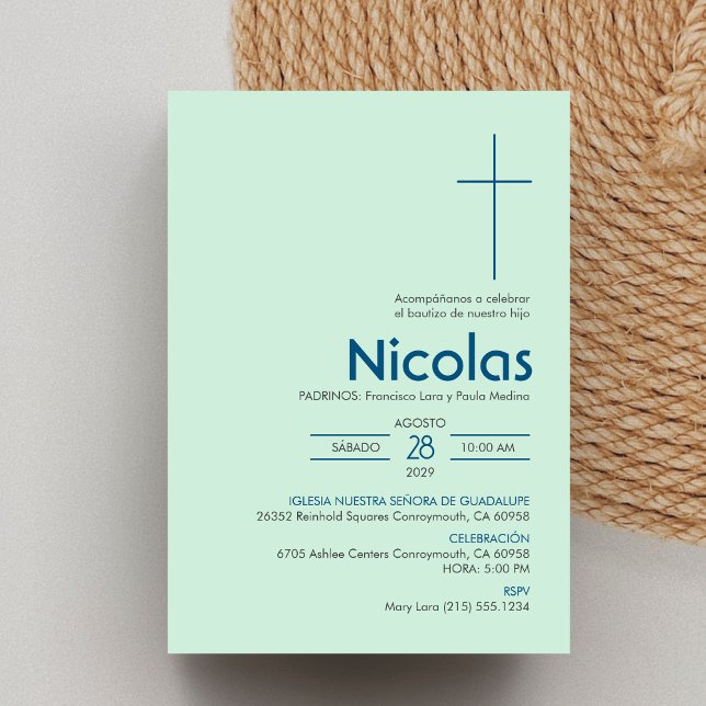 Bautizo Invitacion Elegant Minimalist Baptism Invitation (Creator Uploaded)