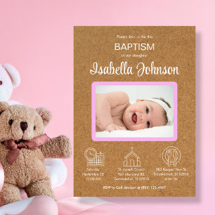 Bautizo Invitacion with Baby Girl’s Photo Baptism  Invitation