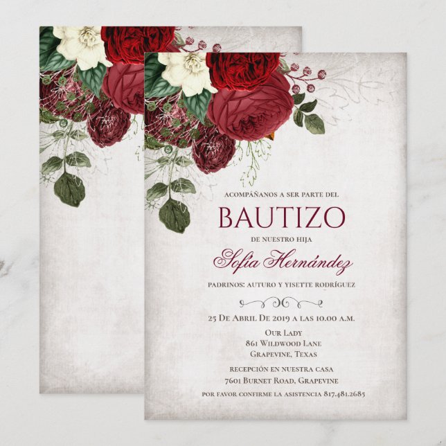 Bautizo Invitacione De bautizo Baptism Invitation (Devant / Derrière)