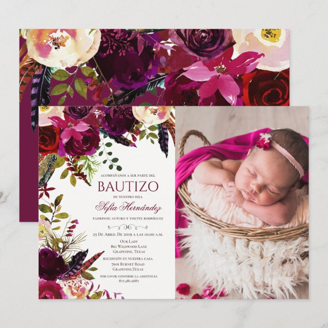 Bautizo Invitacione De bautizo Baptism Invitation (Devant / Derrière)