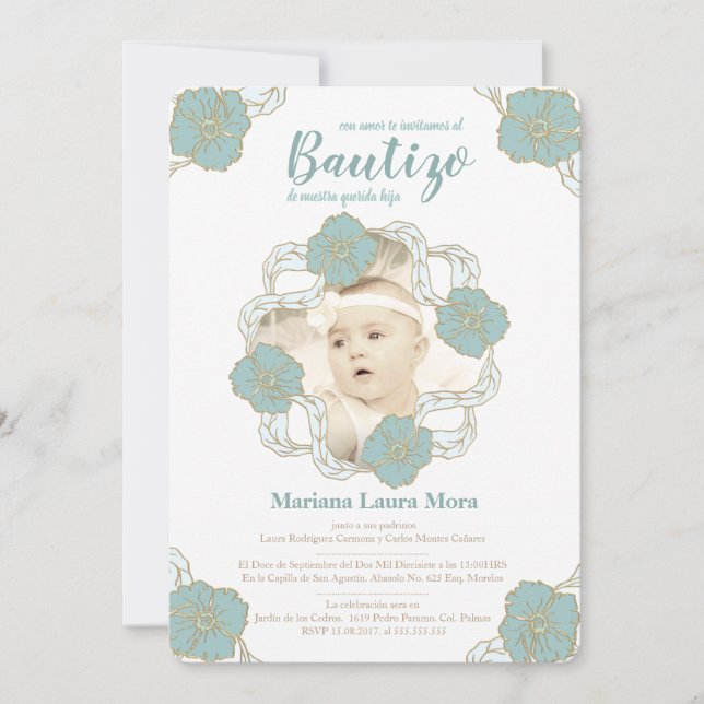 Bautizo Invitation, Unisex en español Invitation (Front)