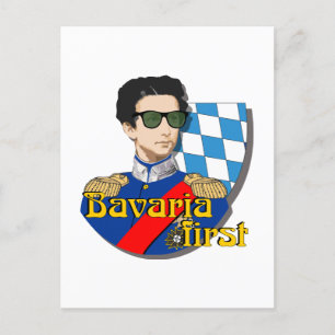 Bavaria First König Ludwig II mit Brille  Postcard
