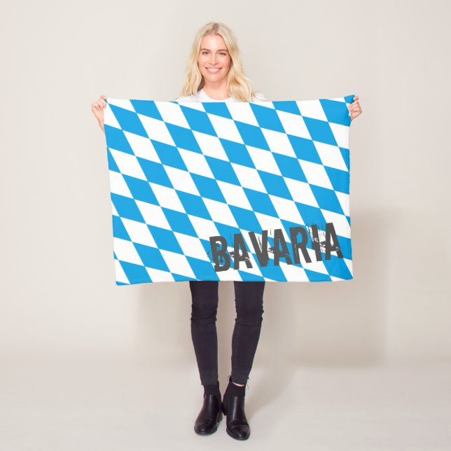 Bavaria Germany Diamond Flag Design Fleece Blanket (In Situ)