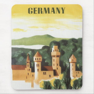 Bavaria, Germany, German Castle Vintage Travel Art Mouse Pad
