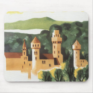 Bavaria, Germany, German Castle Vintage Travel Art Mouse Pad