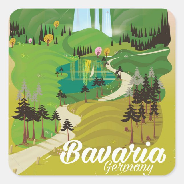 Bavaria Germany landscape travel print Square Sticker (Front)